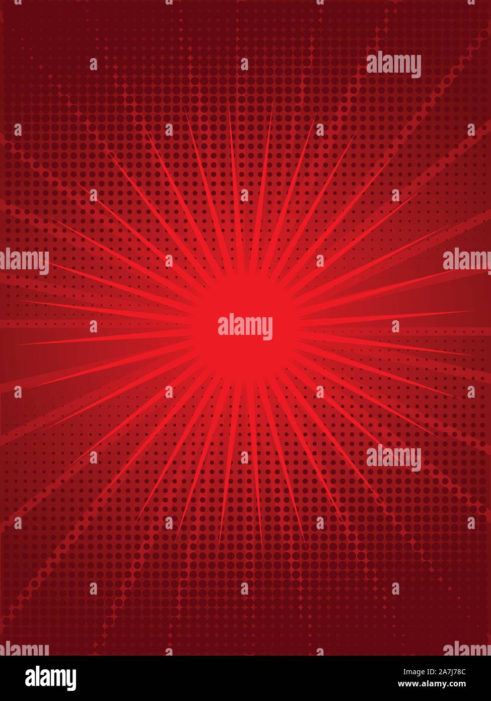 Illustration of abstract red background with rays and halftone Stock ...