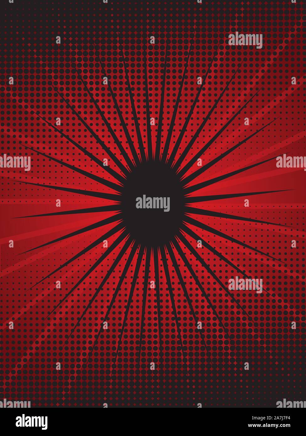Illustration of abstract red background with rays and halftone Stock ...