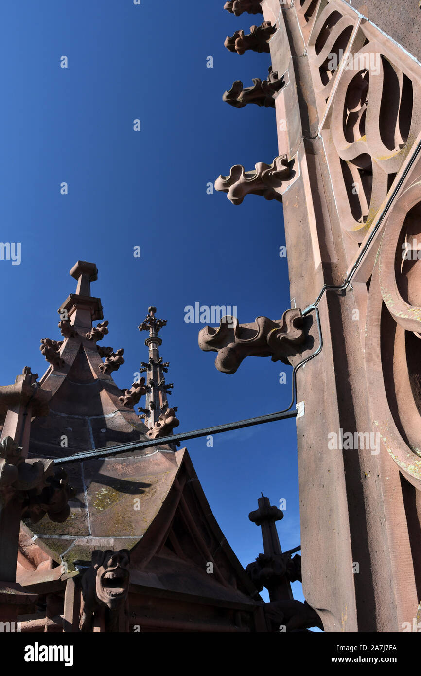 st.george's tower steeple;detail;basel minster;river rhine;switzerland Stock Photo
