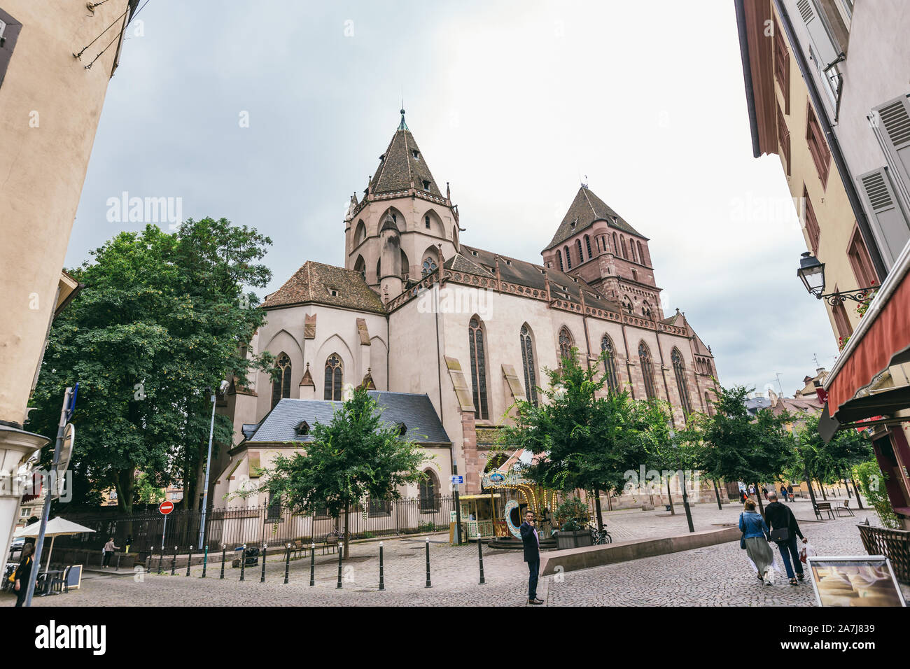 Strasbourg, France - July 26, 2017. View of the old church of St. Thomas in Strasbourg Stock Photo