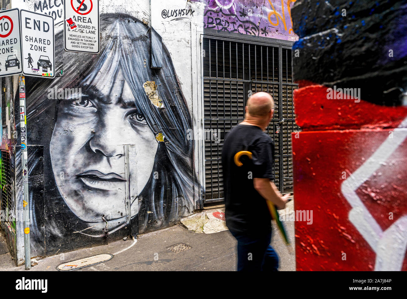 AC/DC lane is a famous location for street art in the city of Melbourne ...