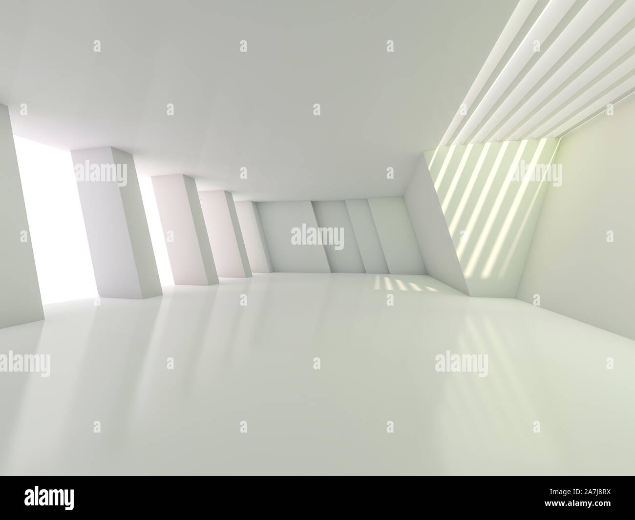 Abstract modern architecture background, empty open space interior. 3D ...