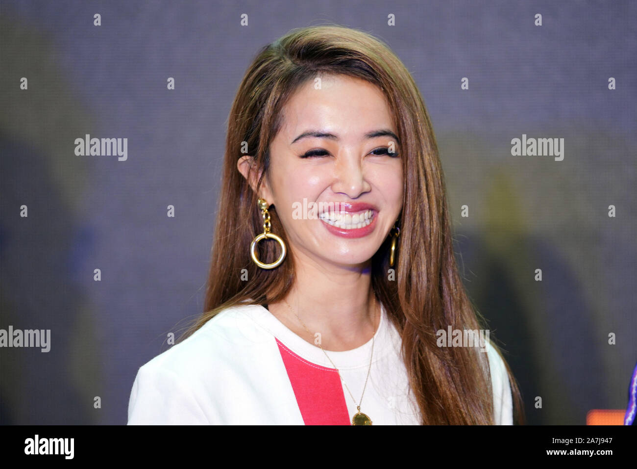 Taiwanese singer Jolin Tsai attends a promotional event for the 50th