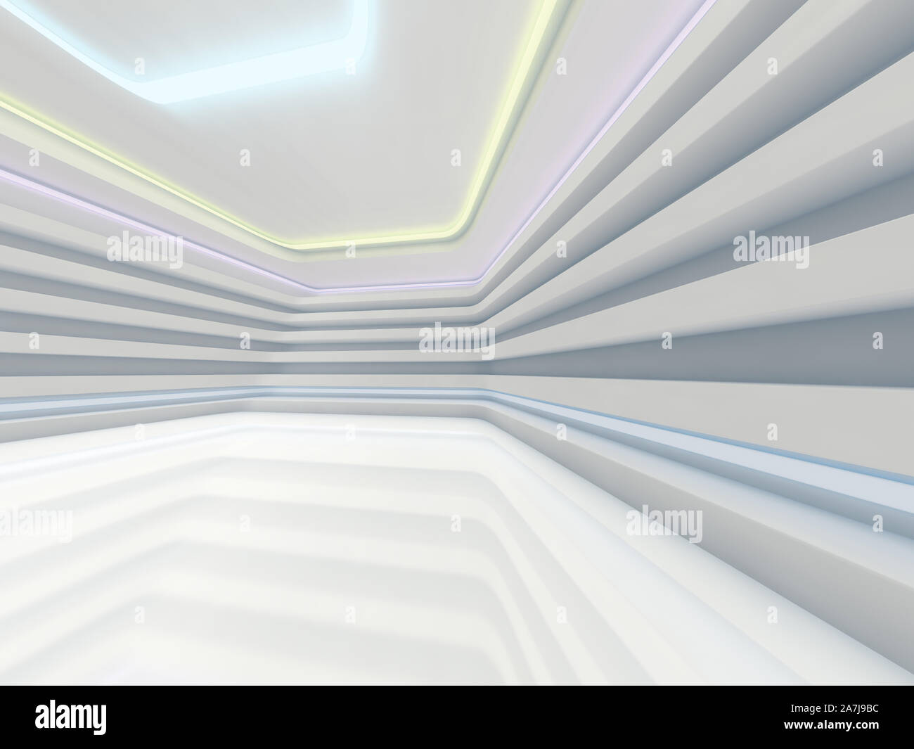 Abstract modern architecture background, empty open space interior. 3D ...