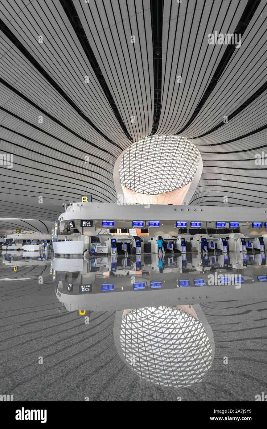 An interior view of the Beijing Daxing International Airport in Beijing ...