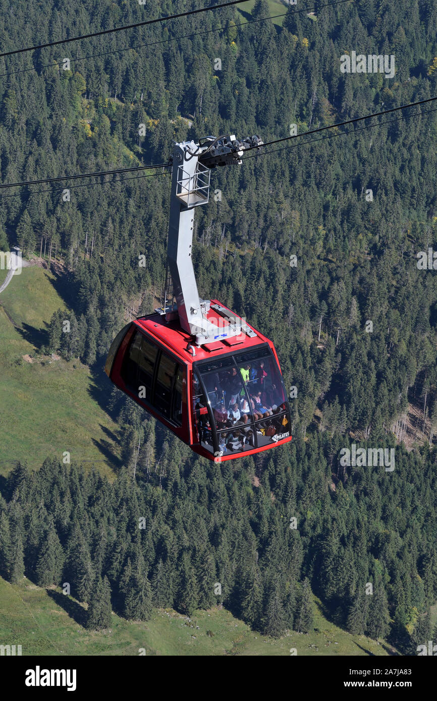mount pilatus cable car;aerial cableway;kriens;lucerne;switzerland Stock Photo