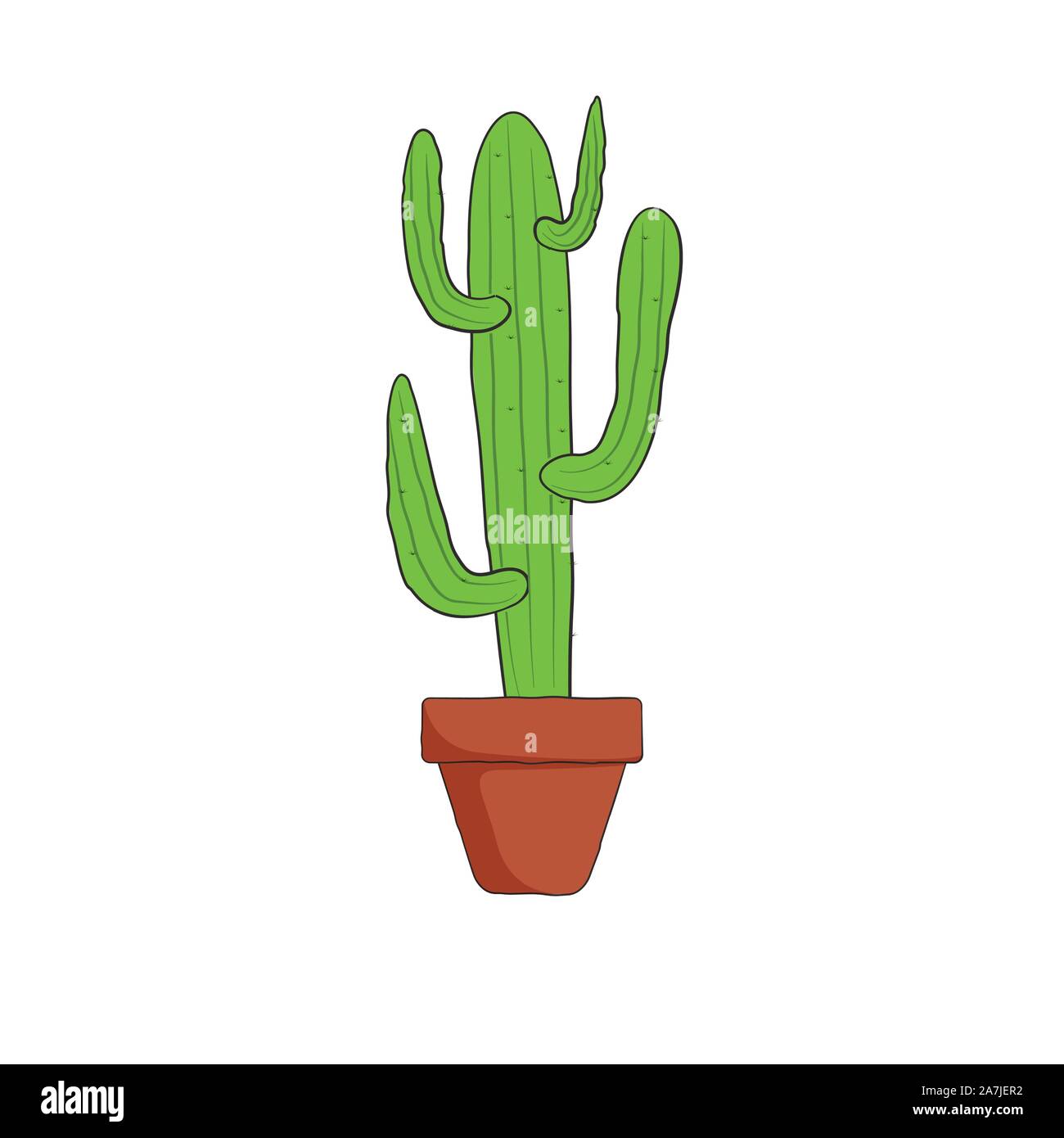 hand drawn cactus with pot vector illustration Stock Vector Image & Art ...