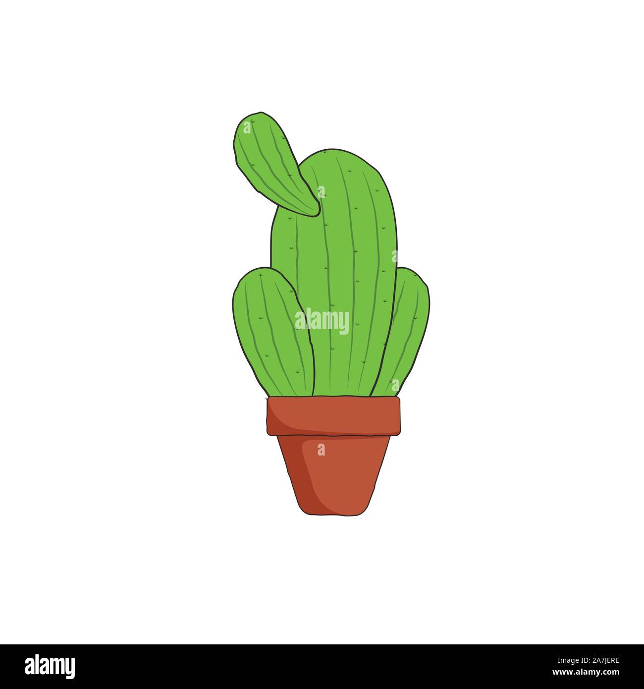 hand drawn cactus with pot vector illustration Stock Vector Image & Art ...