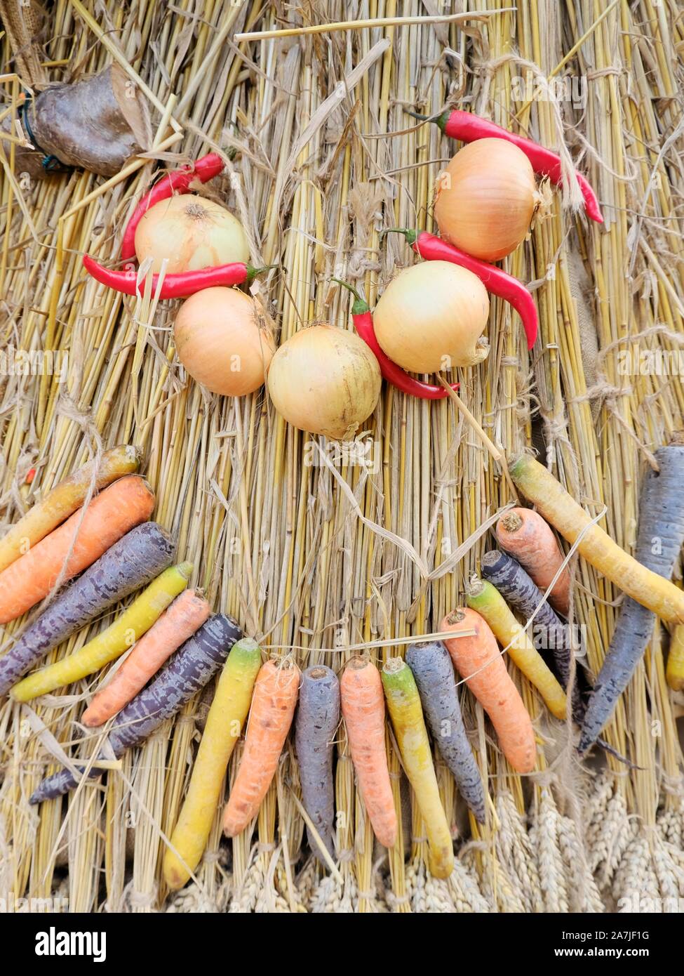 A Harvest Festival display of vegetables on show Stock Photo Alamy