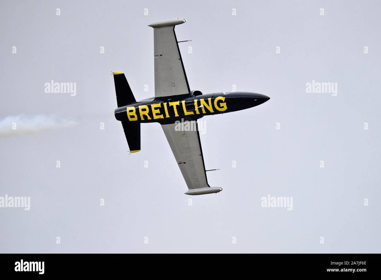 Breitling Jet Team - Czech Aero L-39 Albatros jetperforming at the Royal International Air Tattoo 2019 Stock Photo