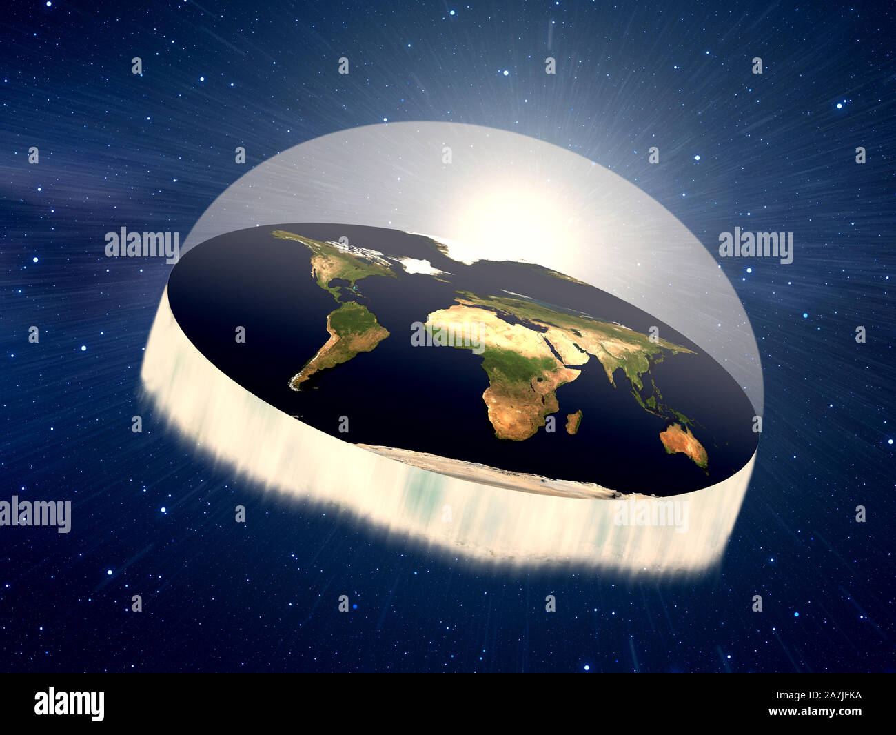 Flat earth in the space or cosmo Stock Photo