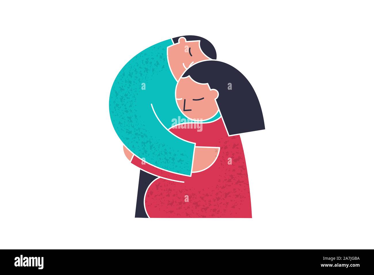 Husband hugs wife cute flat cartoon vector Stock Vector