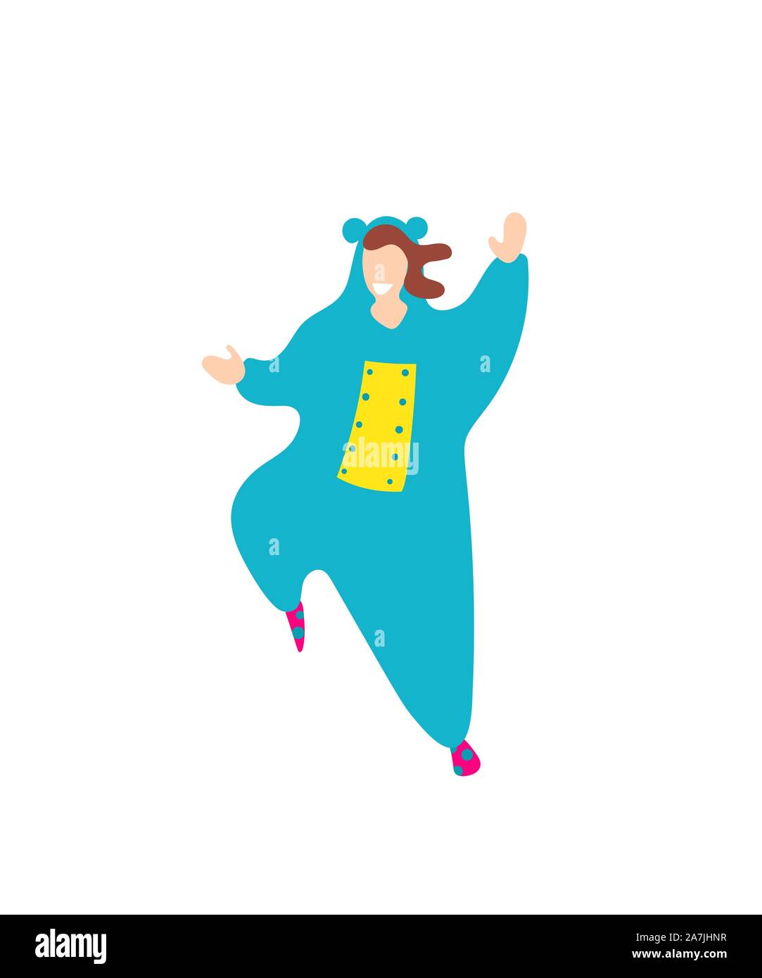 Pop art kigurumi style cartoon trendy flat people Stock Vector