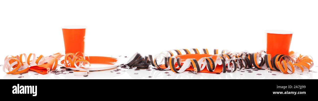 orange and black paper plates