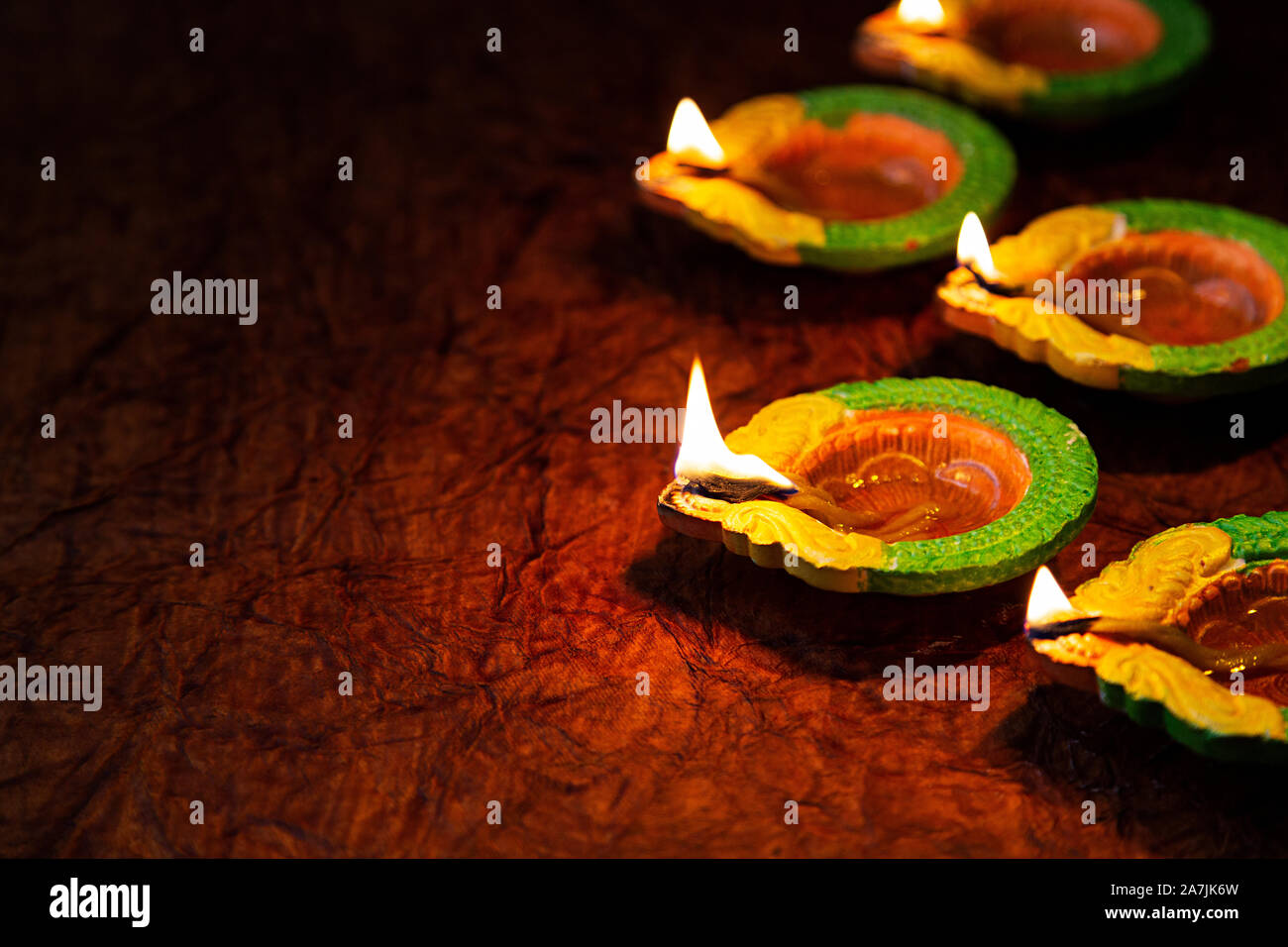 Burning Diyas Oil Lamps Lighting Illuminated onDiwali Festival India Stock Photo Alamy