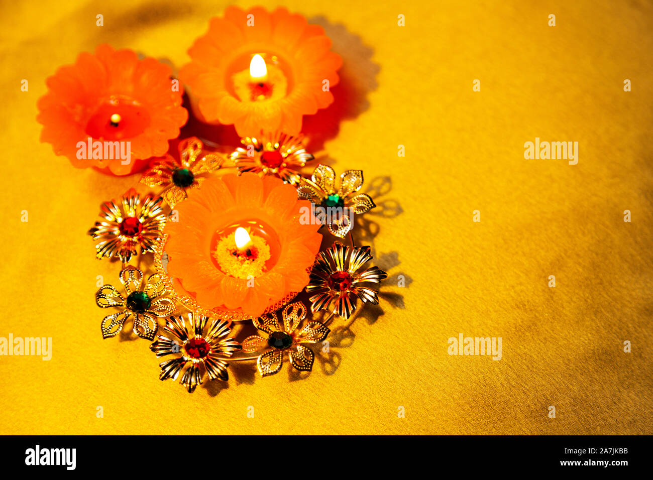 Traditional Diwali Candles lighting on-the occasion of Diwali festival Nobody Stock Photo