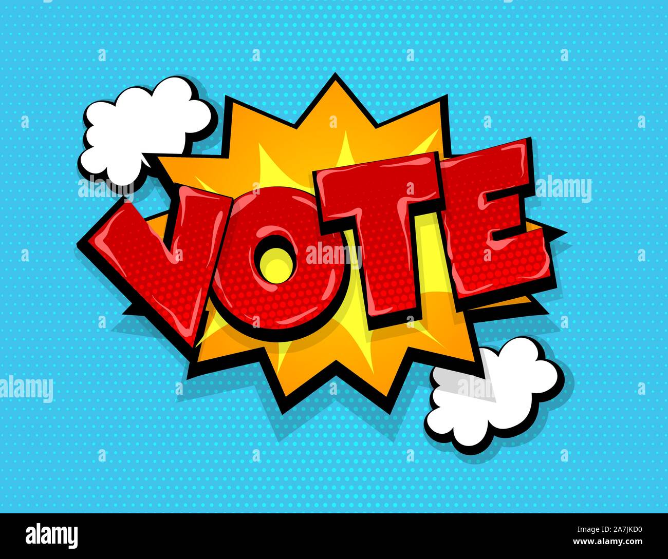 Boom Vote comic text speech bubble pop art Stock Vector