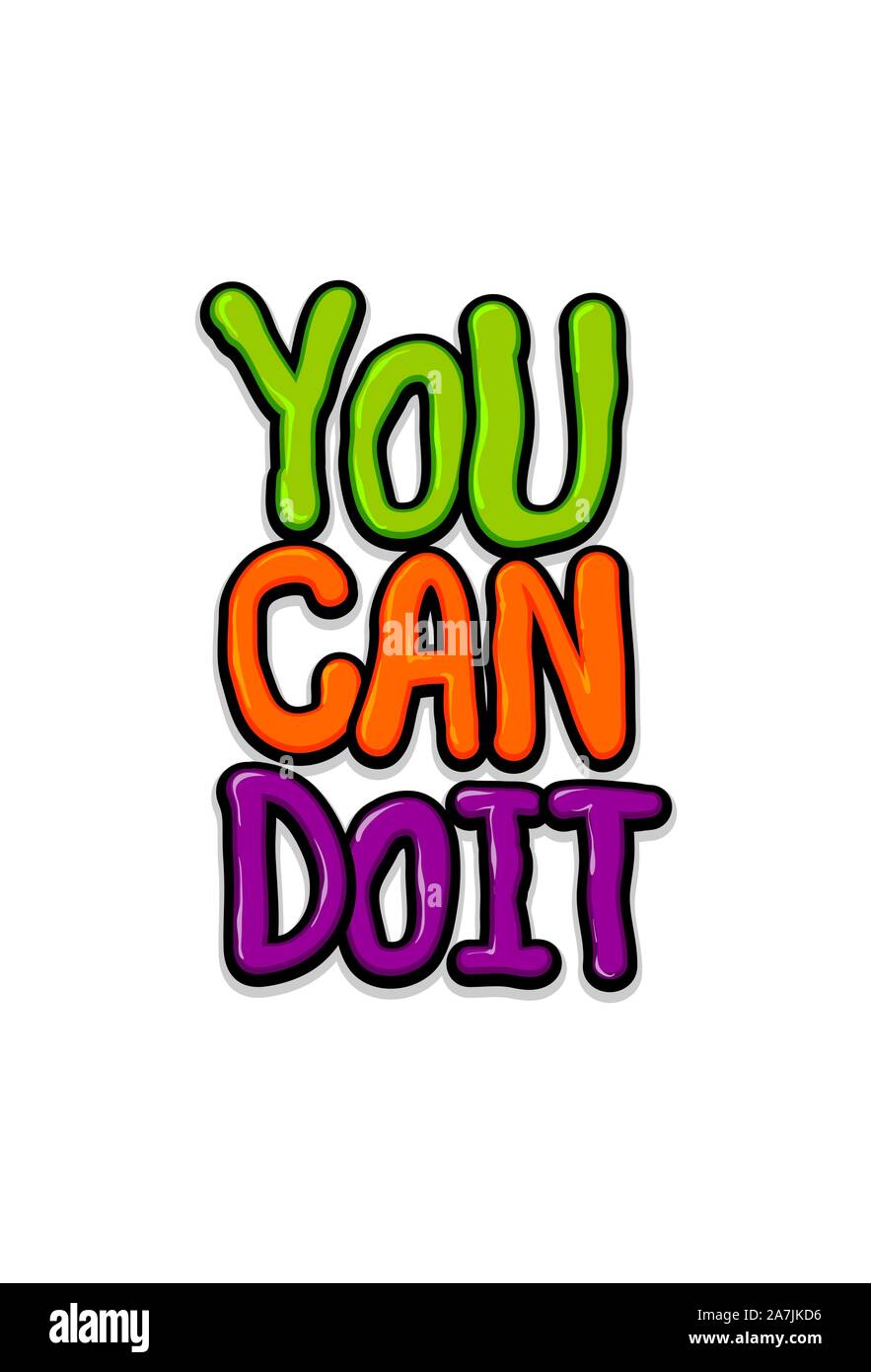 You can Do It glossy motivation text lettering Stock Vector