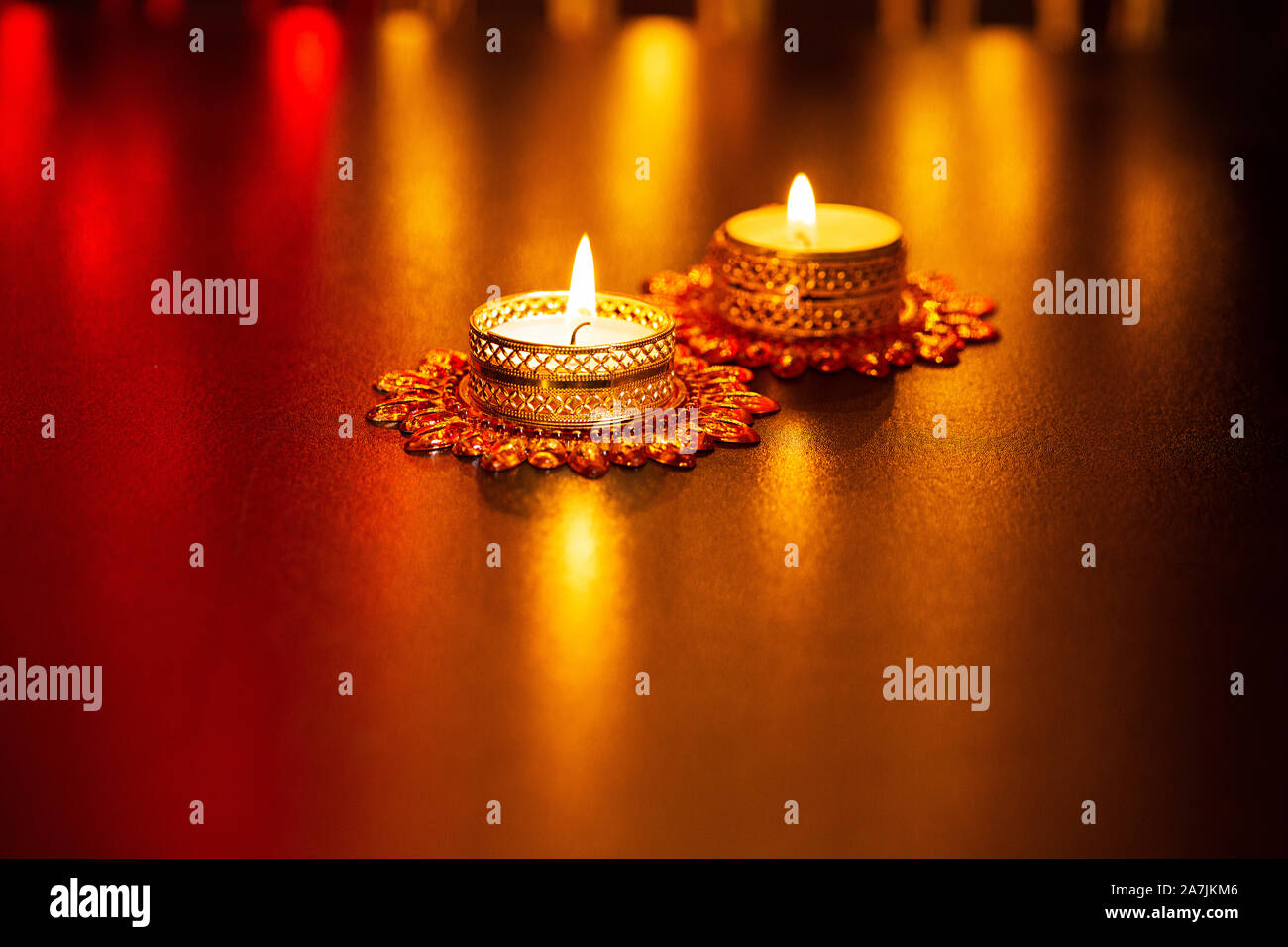 Nobody Shot Tealight Candles are burning During Diwali Celebration Nobody Stock Photo