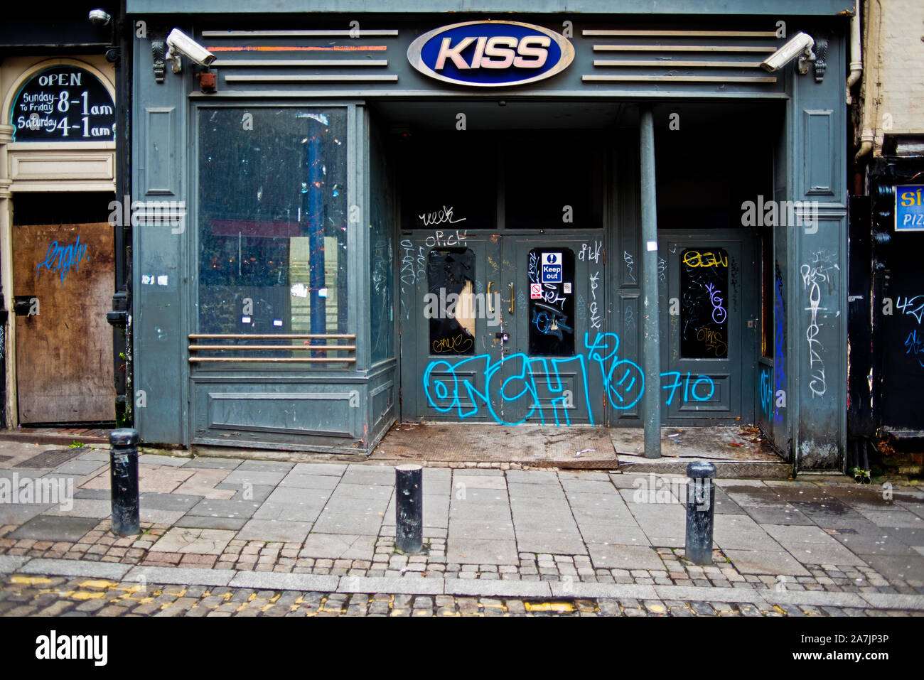 Closed Bar Nightclub, Bigg Market, Newcastle upon Tyne, England Stock Photo