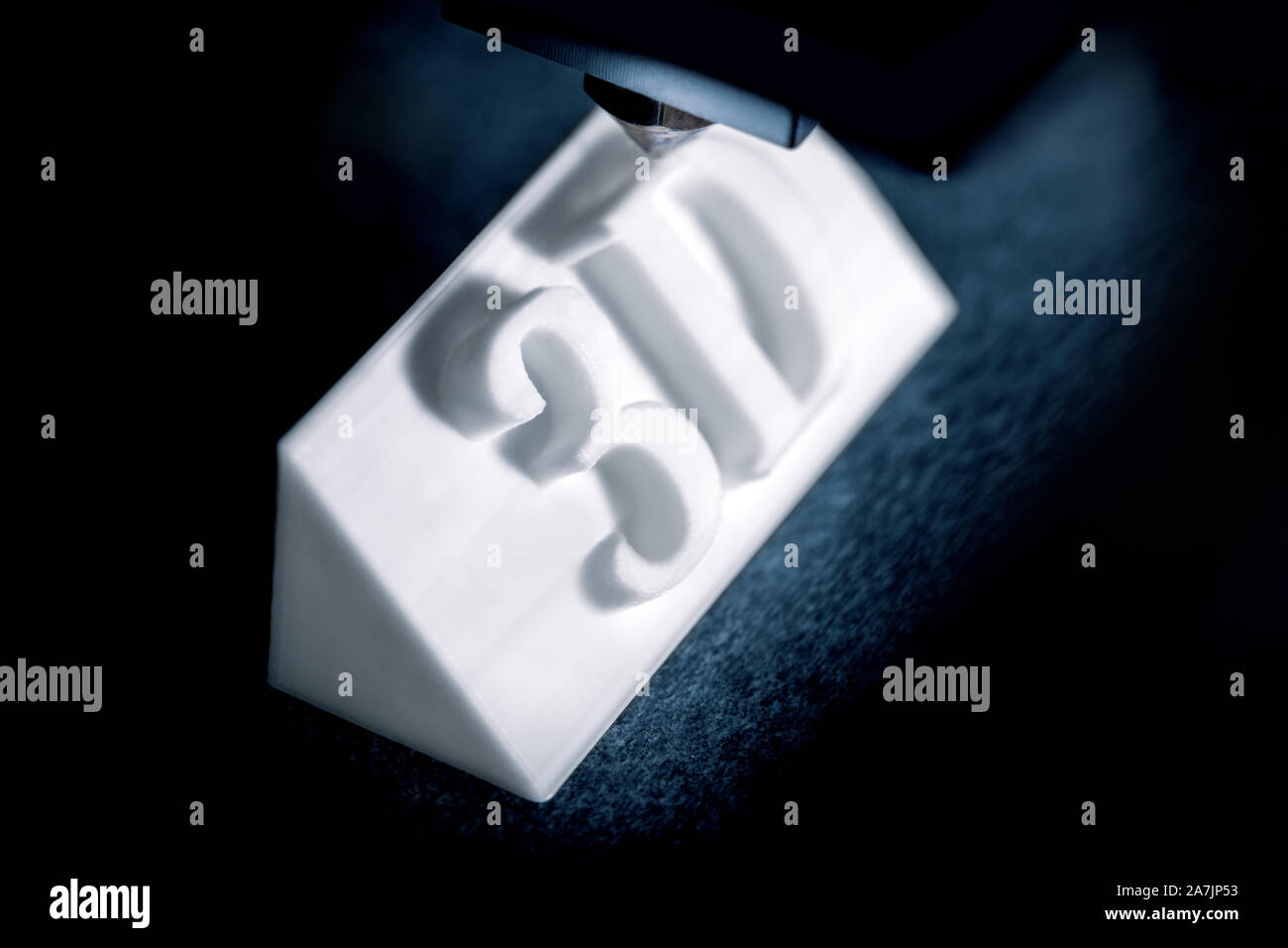 Sign with letters or 3D text is or was printed, concept modern technology 3D printer Stock Photo
