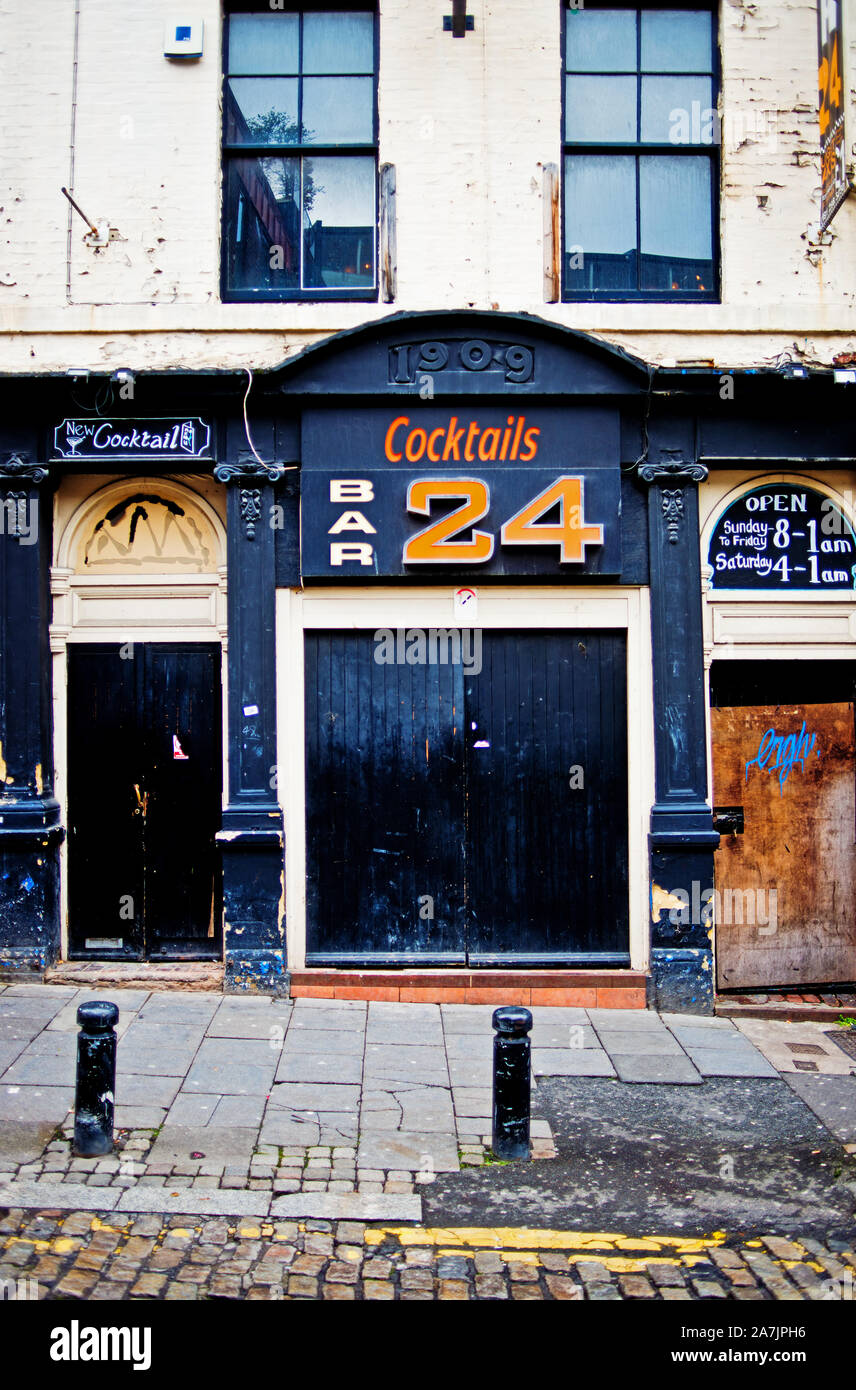 Closed Cocktail Bar, Bigg market, Newcastle upon Tyne, England Stock Photo