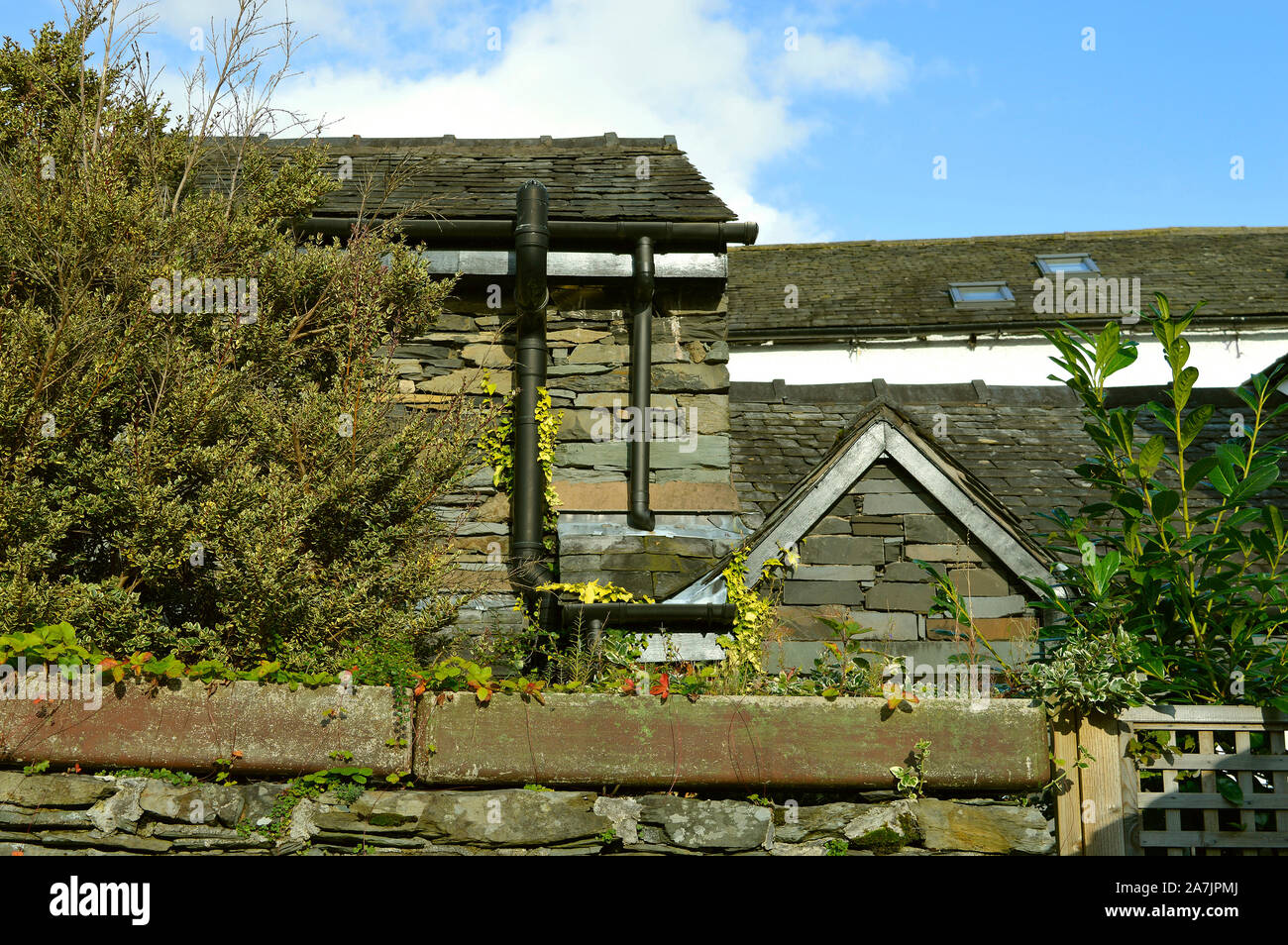 Detail of traditional stone houses in Ambleside near to Lake Windermere