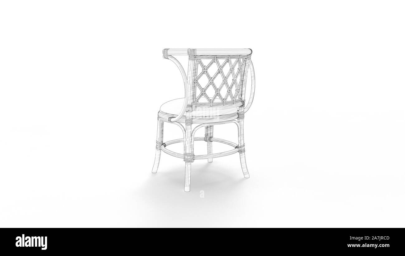 3d rendering of a wooden chair isolated in white background Stock Photo