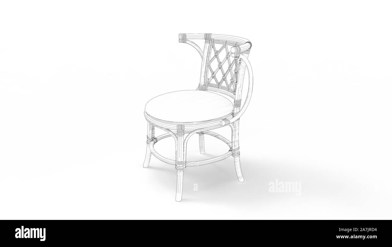 3d rendering of a wooden chair isolated in white background Stock Photo
