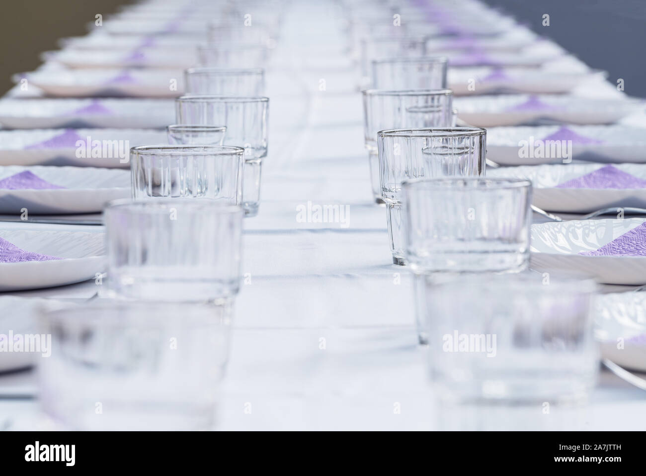 Elegant tables set up for party. Banquet hall in the restaurant