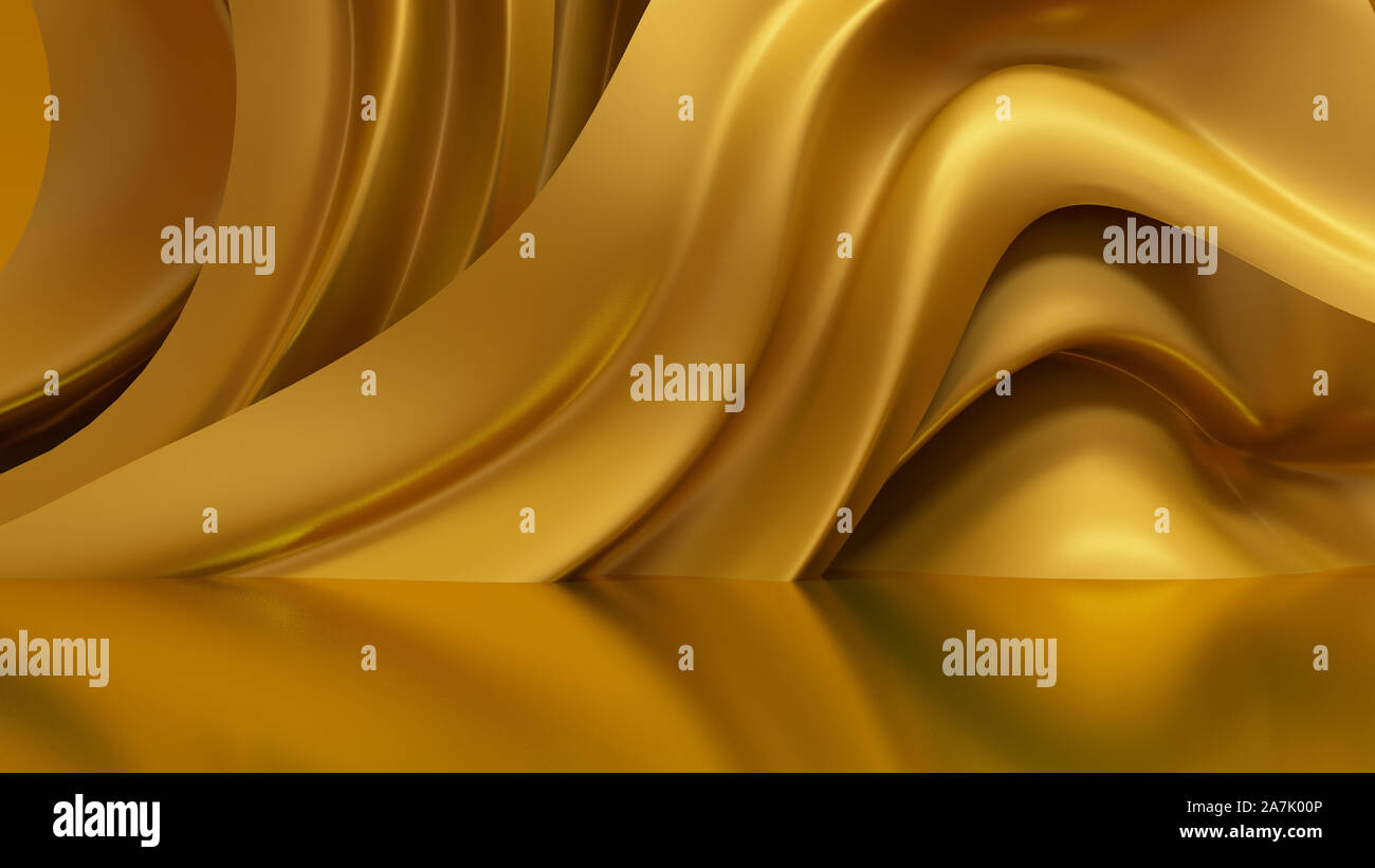 Luxury Background With Gold Drapery Fabric 3d Rendering 3d