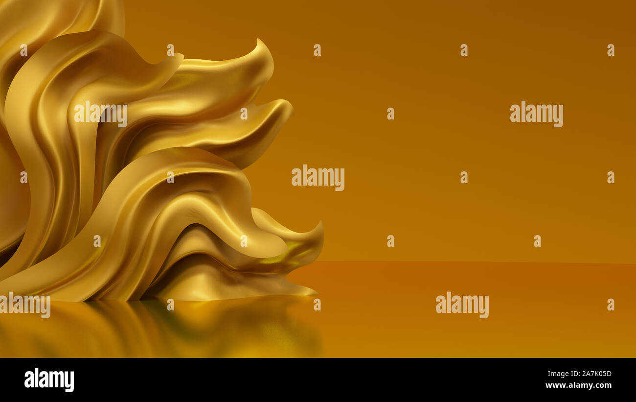 Luxury Background With Gold Drapery Fabric 3d Rendering 3d