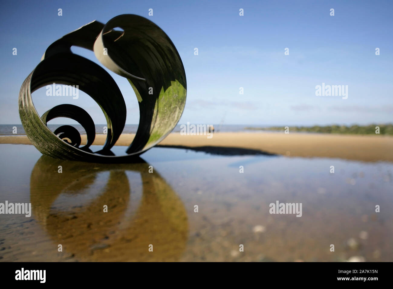 The public art installation Mary's Shell on the beach at Cleveleys, nr