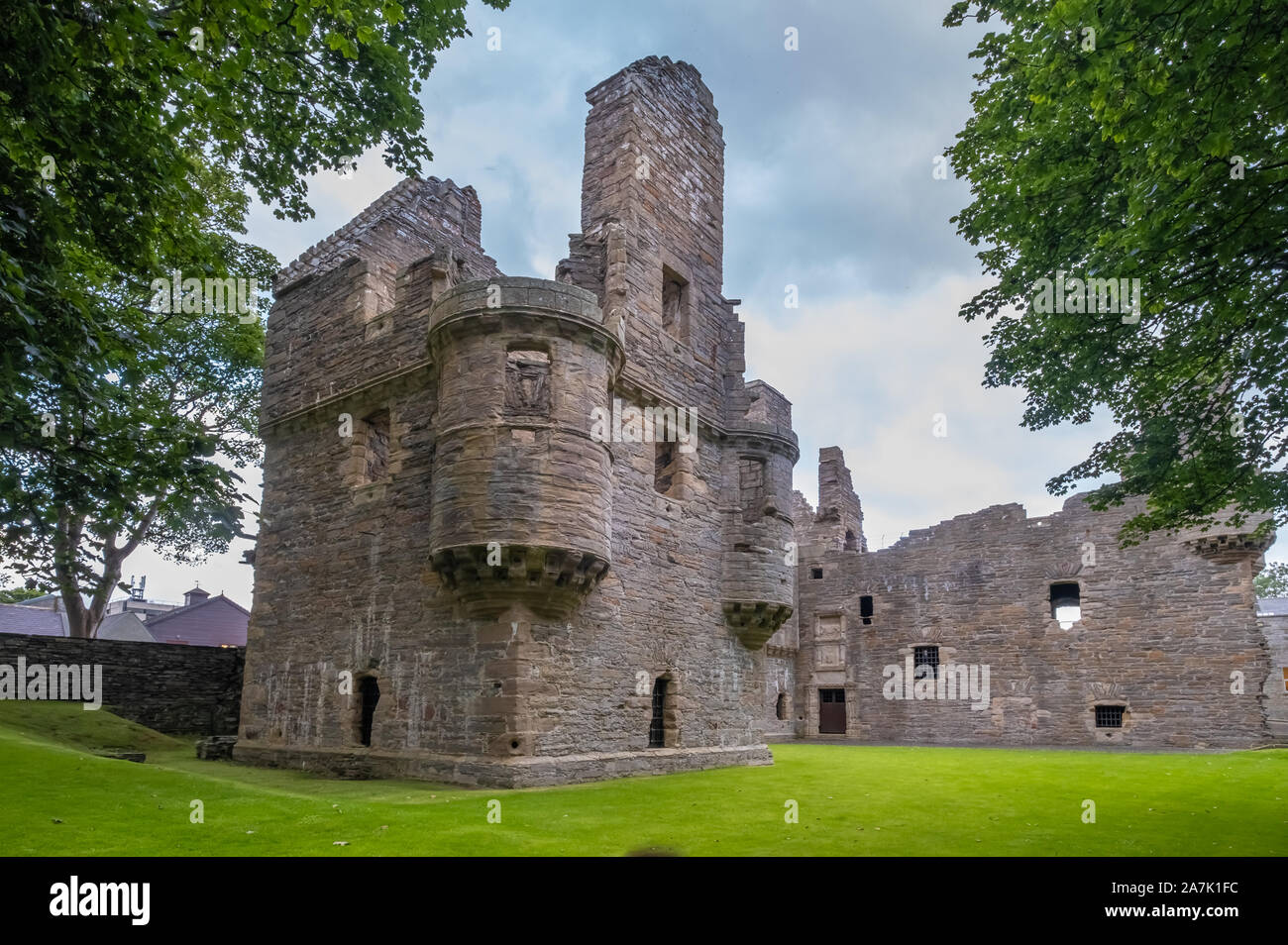 Ruins of the Bishop's and Earl's Palaces, Kirkwall, Mainland, Orkney Islands, Scotland Stock Photo