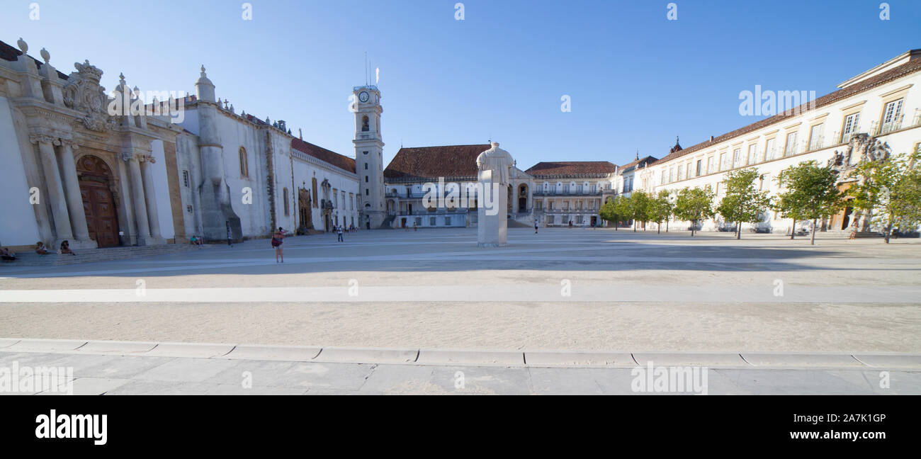 Coimbra, Portugal - Sept 6th 2019: University of Coimbra courtyard, Portugal. Panoramic Stock Photo