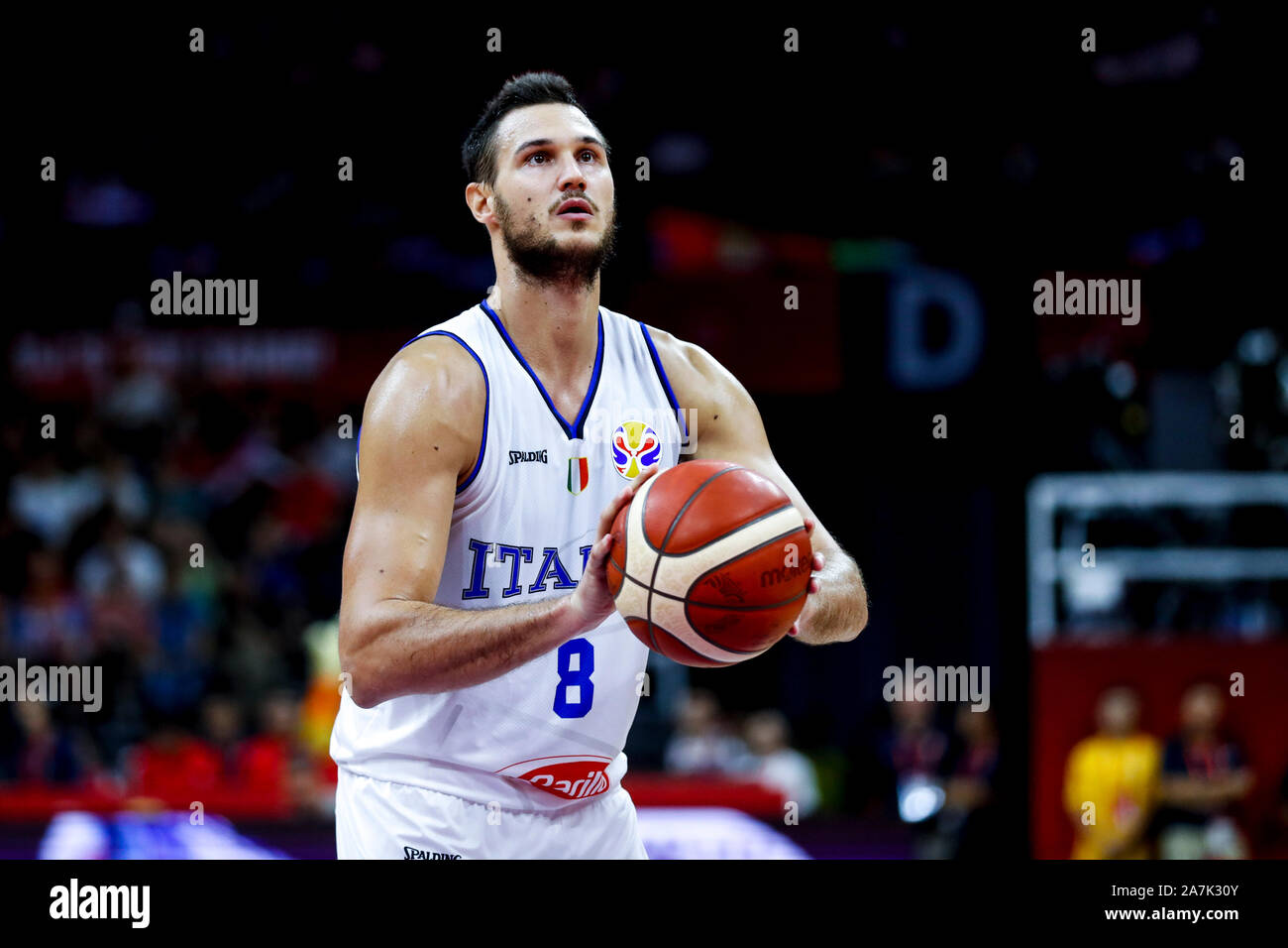 Italian professional basketball player for the Oklahoma City Thunder of the  National Basketball Association (NBA) Danilo Gallinari, jumps to score at  Stock Photo - Alamy