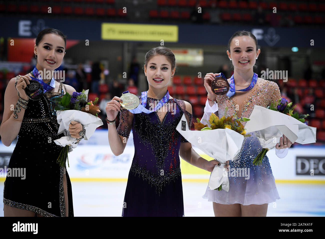 Grenoble France 2nd Nov 2019 Ladies Free Skating Awards Alena Kostornaia From Russia First Place Alina