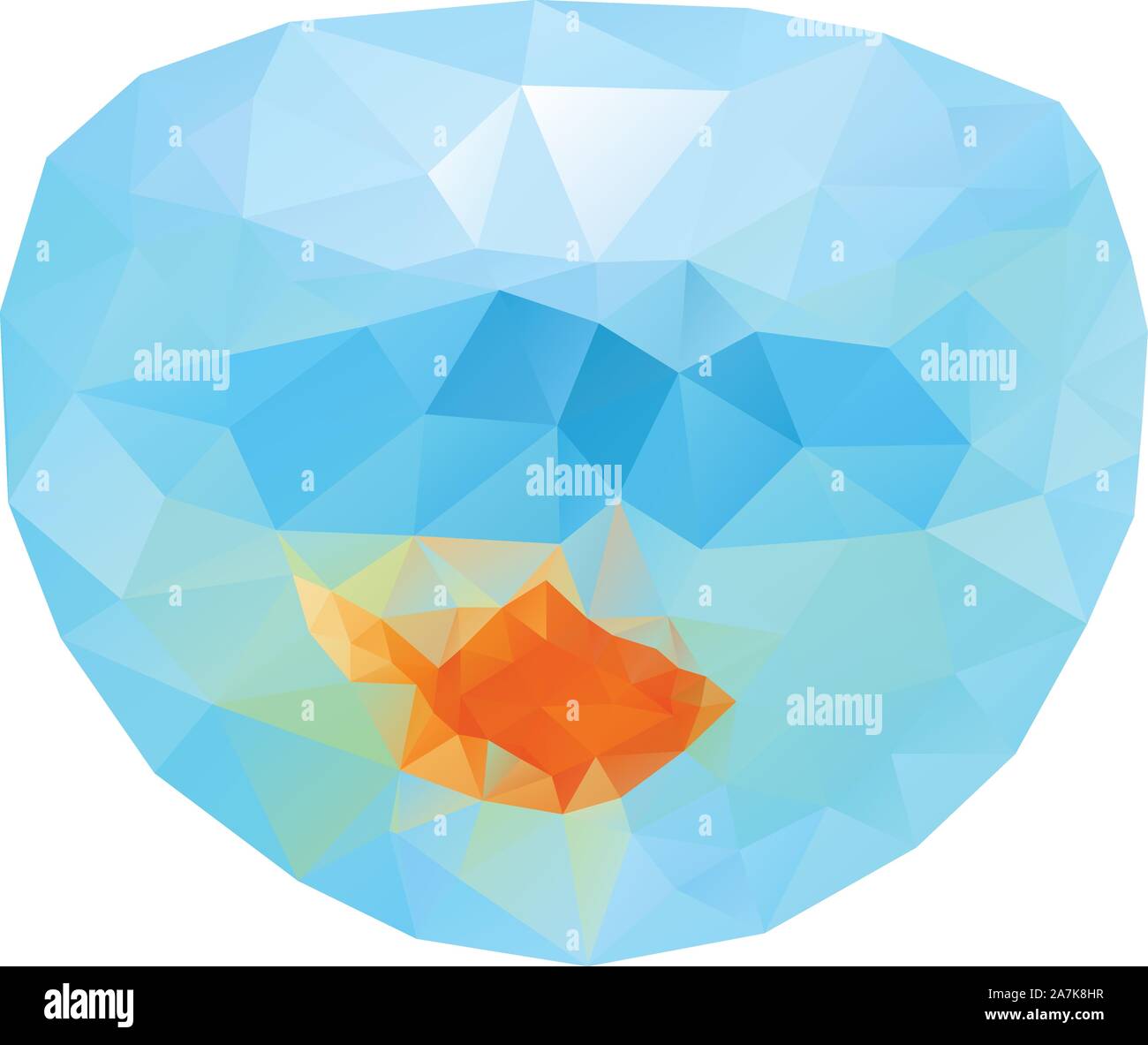 Abstract bright polygonal gold fish on white background. Stock Vector