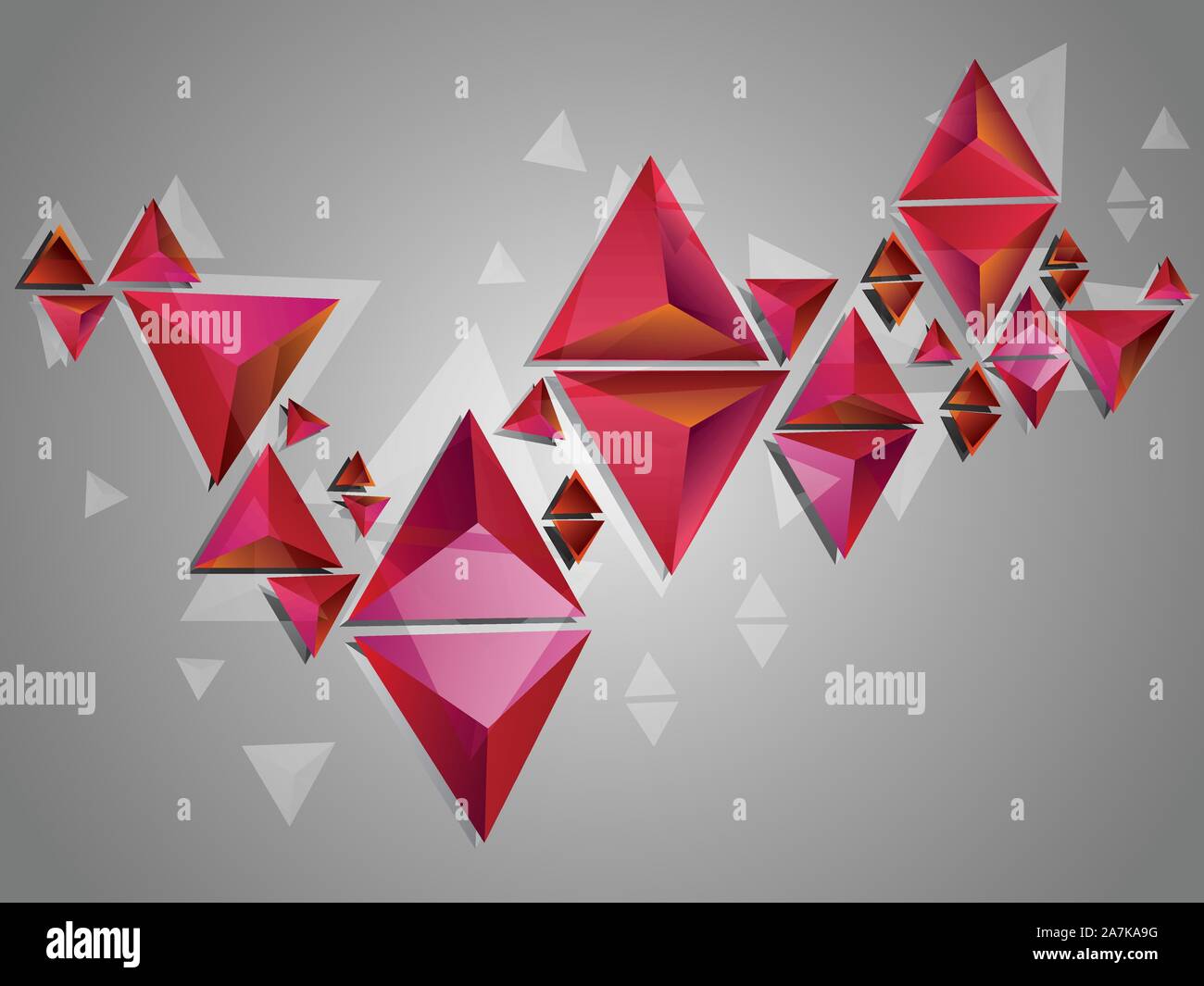Abstract illustration with 3d triangles of red color Stock Vector Image ...
