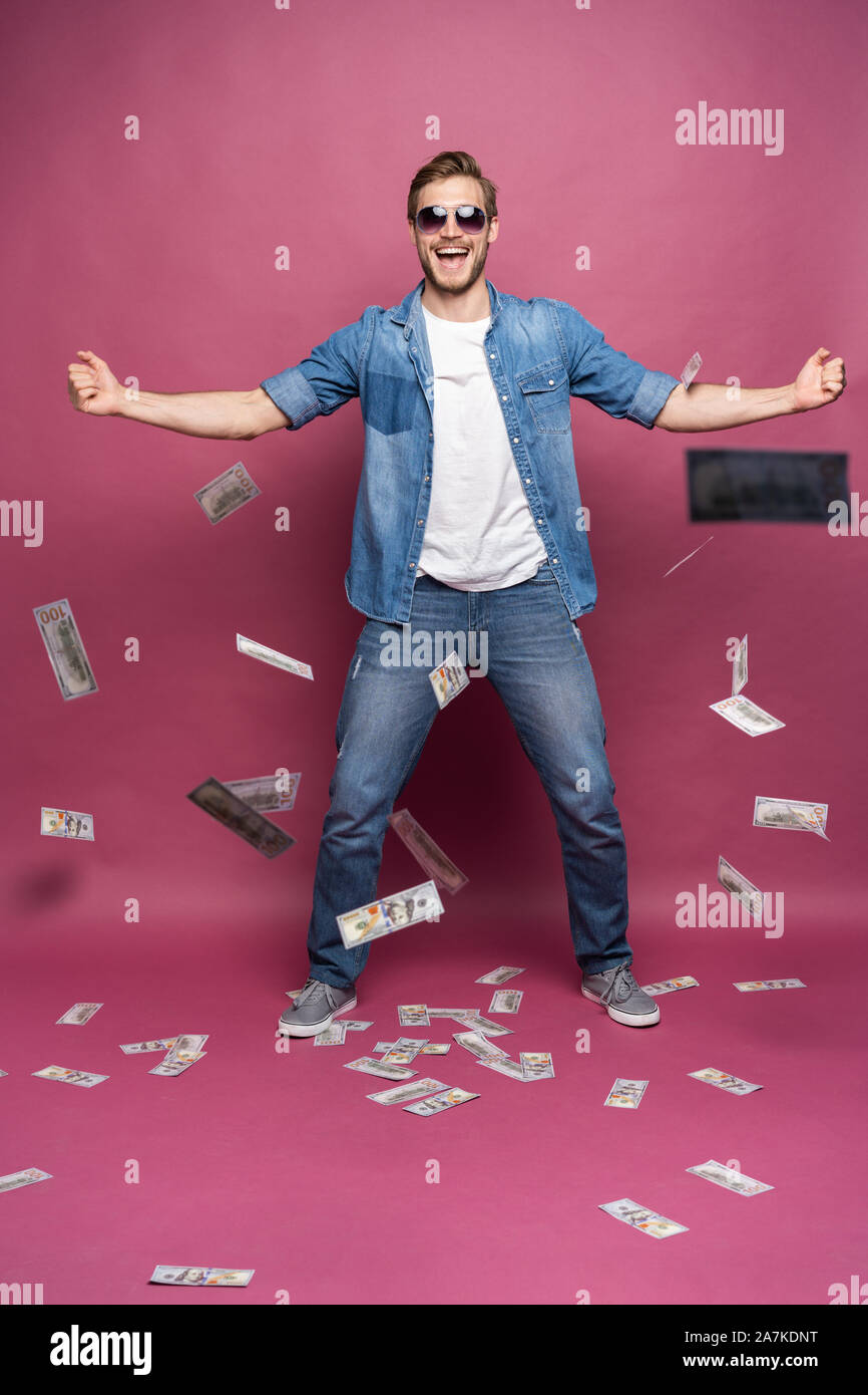 Concept of financial wealth, prosperity and lottery winnings Man