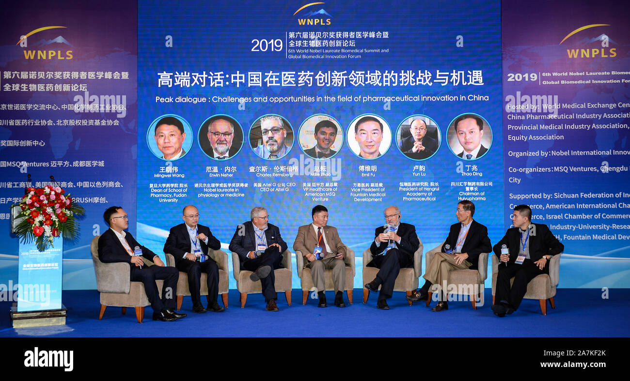 Speakers talk at the openning ceremony of the 18th Western China Overseas Hi -tech and High Talents Conference in Chengdu city, south-west China's Sich  Stock Photo - Alamy