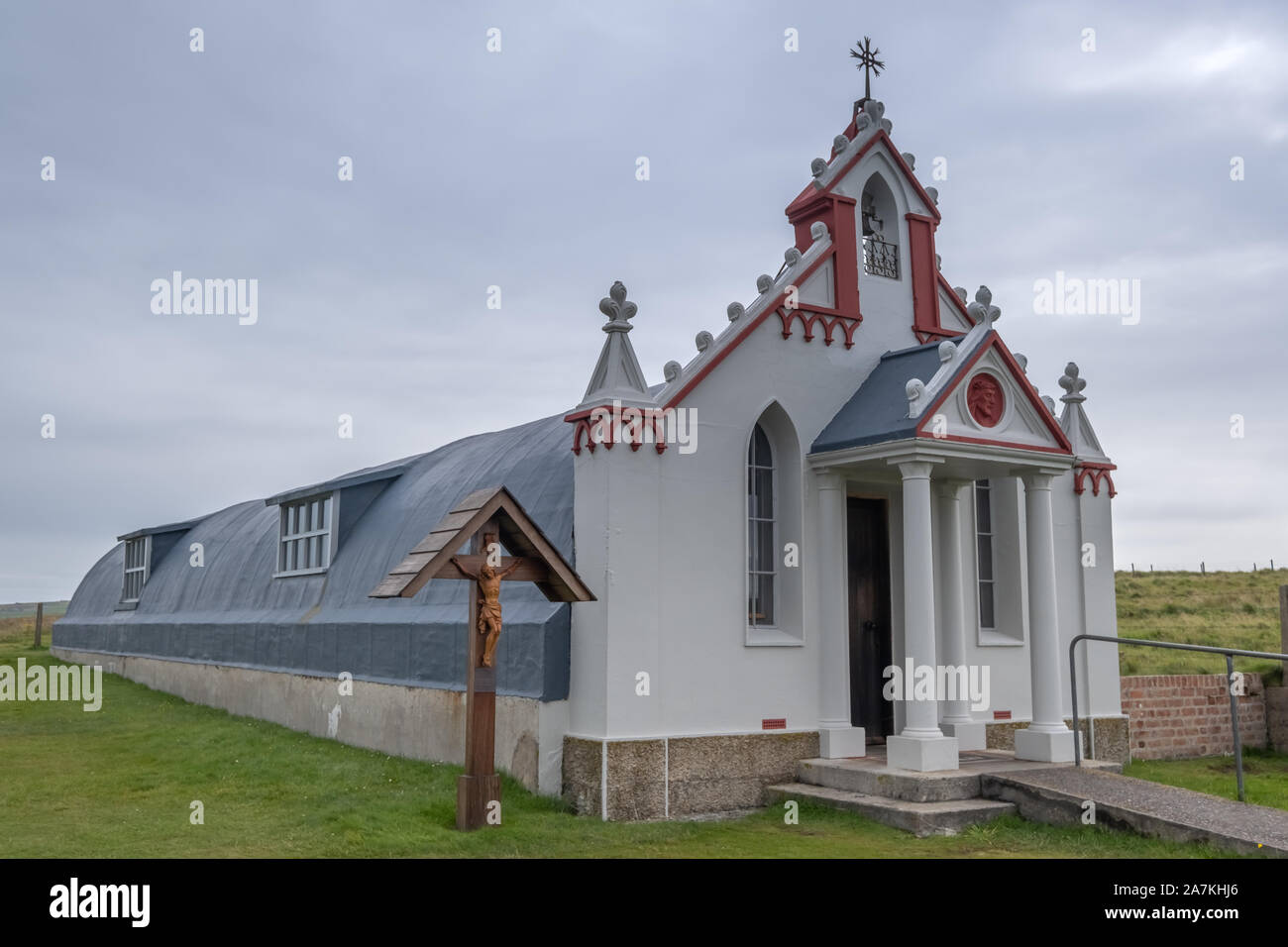 The Italian Chapel, a Catholic chapel on Lamb Holm in the Orkney Islands built during World War II by Italian prisoners of war, Scotland Stock Photo