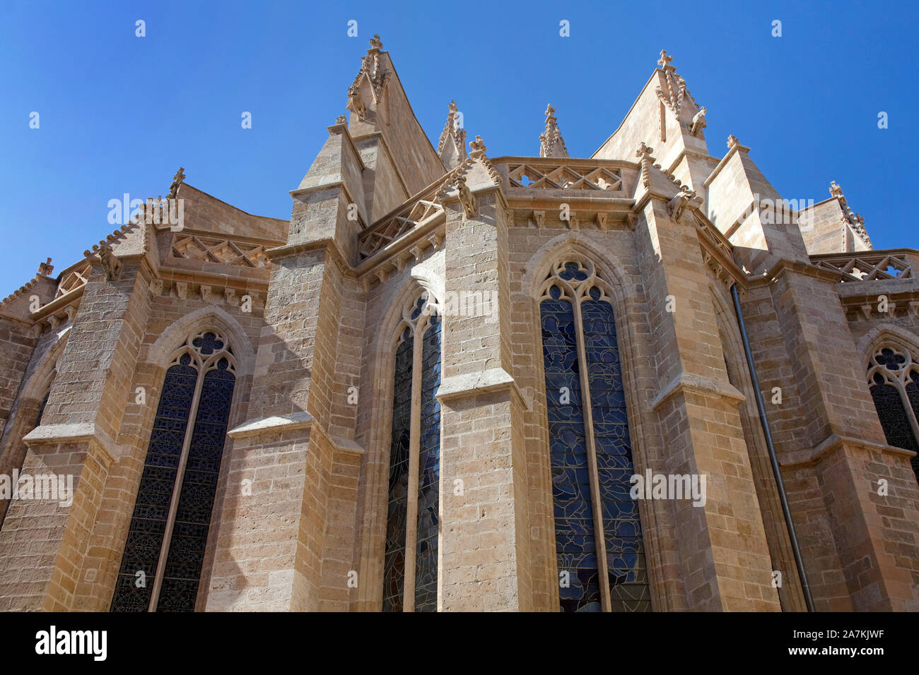 Kathedrale La Seu in Palma, Palma de Mallorca, Mallorca, Balearen, Spanien | The cathedral La Seu, landmark of Palma, Palma de Mallorca, Mallorca, Bal Stock Photo