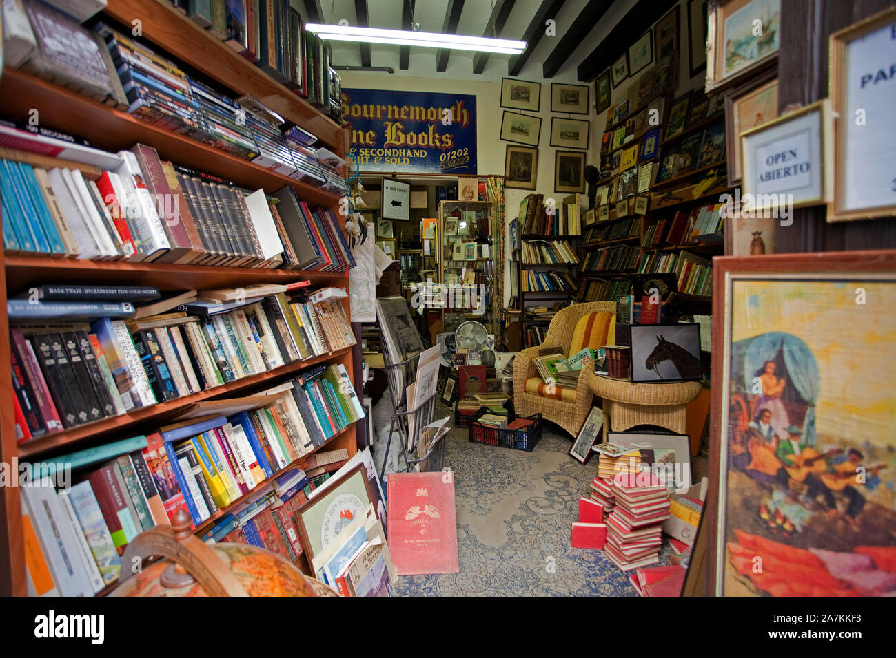 Antiquarian bookshop in the old town of Palma, Mallorca, Palma de Mallorca, Balearic islands, Spain Stock Photo