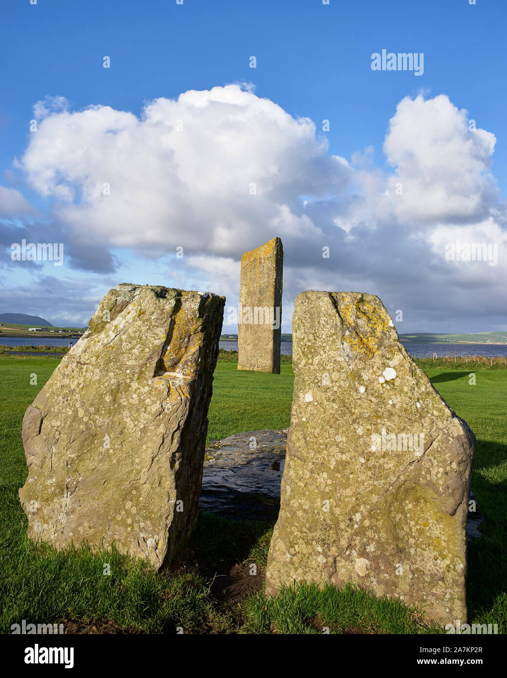 Standing stones of Stenness, Mainland, Orkney, Scotland. Stock Photo