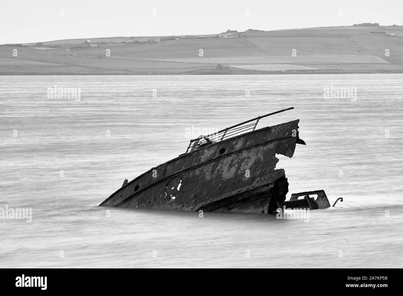 The blockship SS Reginald in the Weddell Sound, Scapa Flow, off Burray, Orkney, Scotland Stock Photo