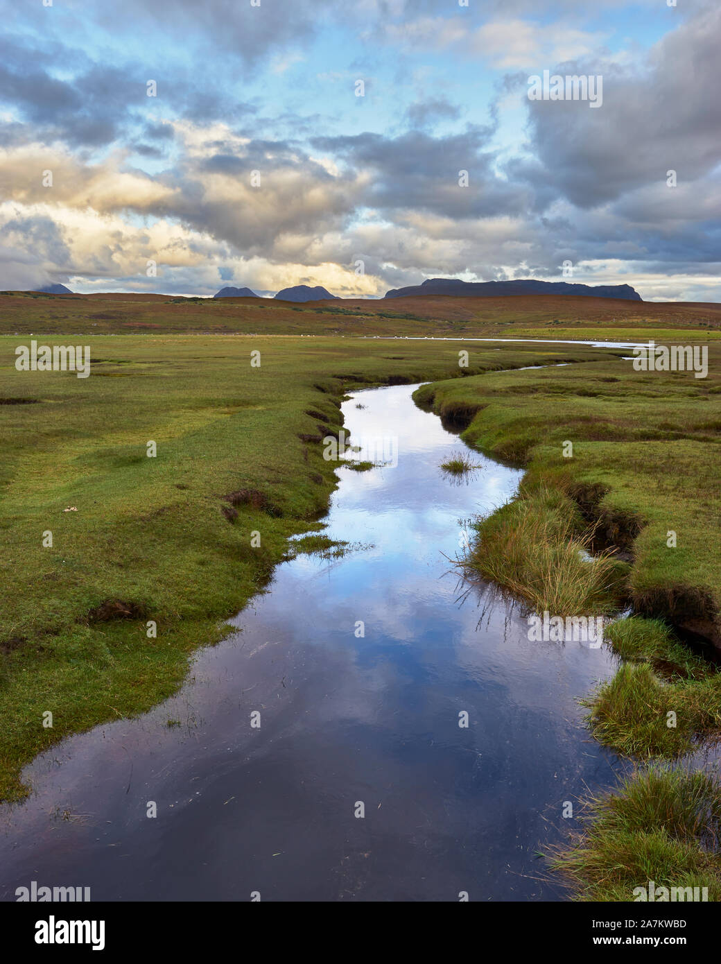 Salt marsh at Achnahaird, Coigach, Wester Ross, Highland, Scotland. Stock Photo