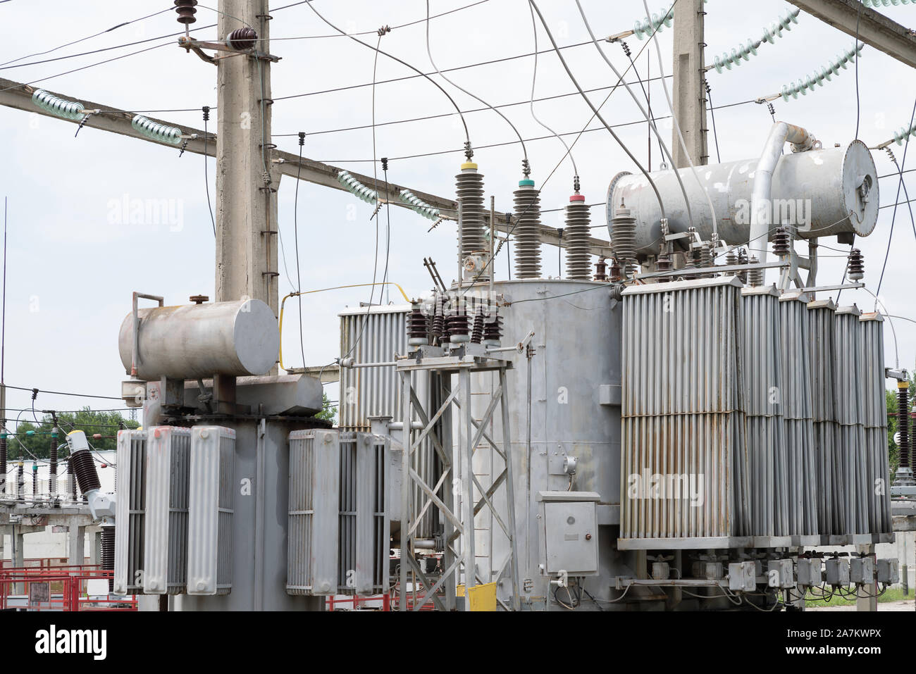 High voltage substation. Peterson coil. Power Transformer. Stock Photo