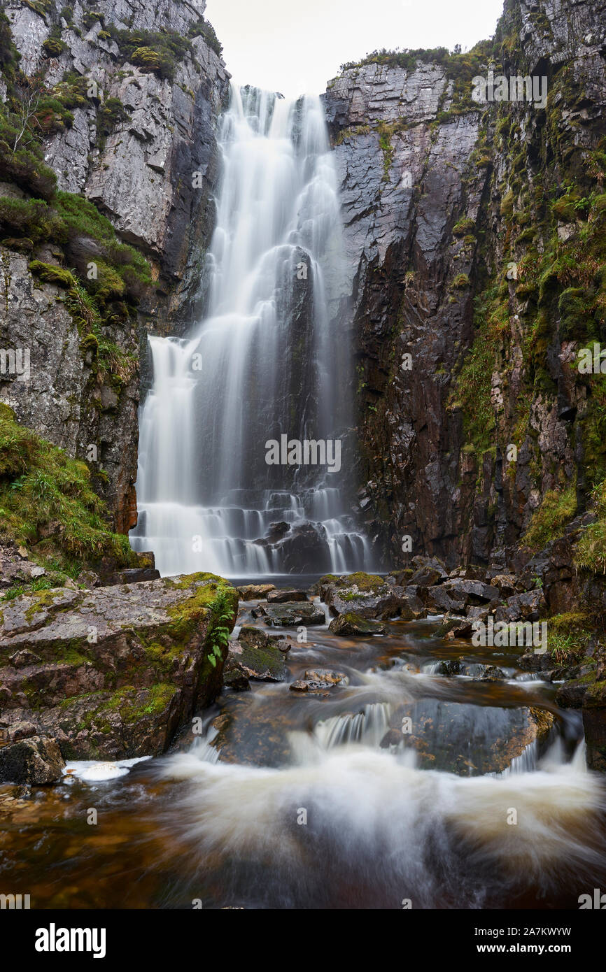 Wailing Widow waterfall, near Kylesku, Sutherland, Highland, Scotland. Stock Photo