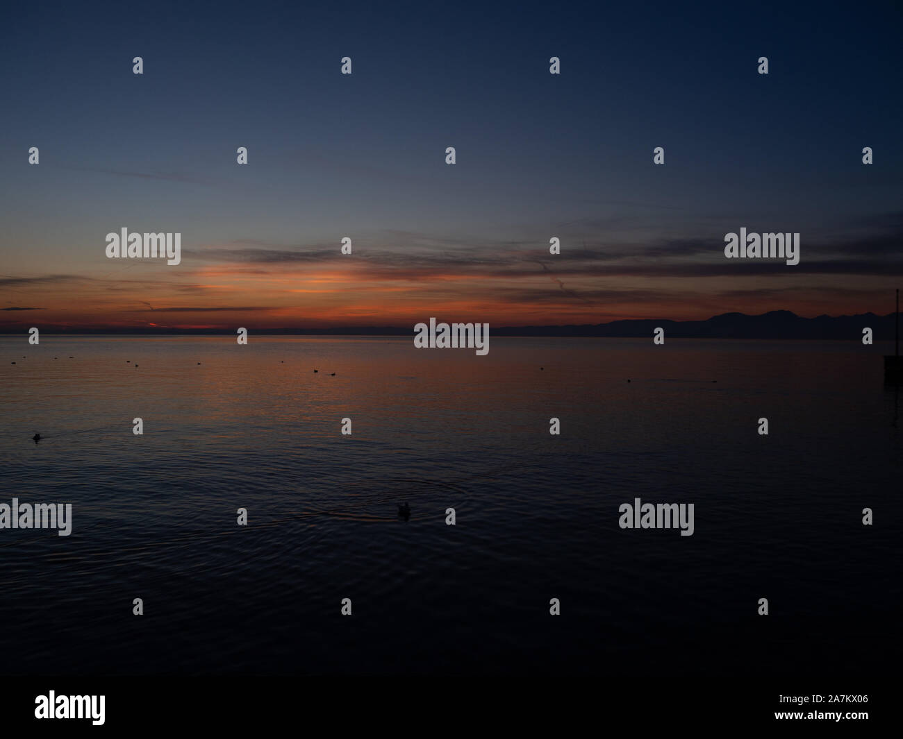 Sunset light over the lake Stock Photo